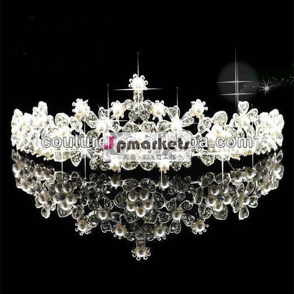 ティアラ王冠付きヘアアクセサリー卸売本物の真珠の結婚式の王冠2014年xt-231問屋・仕入れ・卸・卸売り