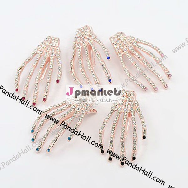 ファッションラインストーンヘアクリップスケレトンハンドhairgrips( phar- q069- m)問屋・仕入れ・卸・卸売り
