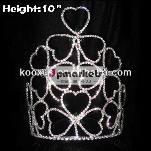 10 inch Shamrock Clovers Crowns Crystal Big Pageant Crowns問屋・仕入れ・卸・卸売り