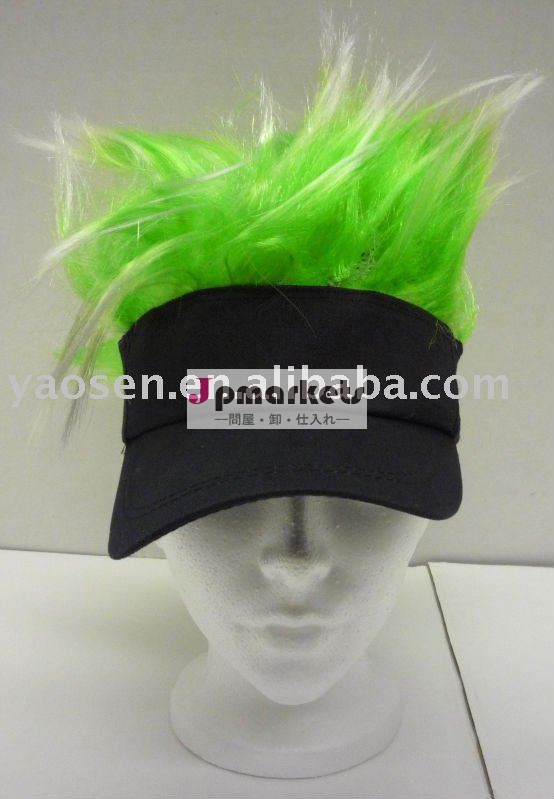 緑の髪のバイザー帽子; クレイジー毛の帽子問屋・仕入れ・卸・卸売り