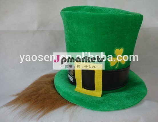 祭りの帽子緑アイルランドと取り外し可能な茶色の口ひげ問屋・仕入れ・卸・卸売り