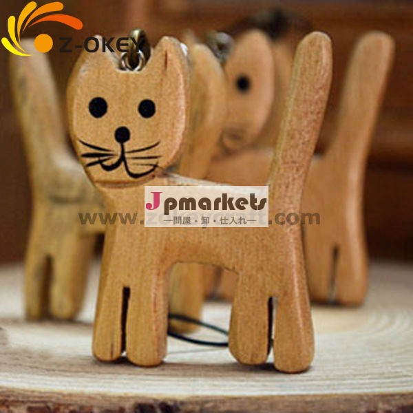 刻まれたレーザーカット木材工芸猫の形の木キーチェーン問屋・仕入れ・卸・卸売り