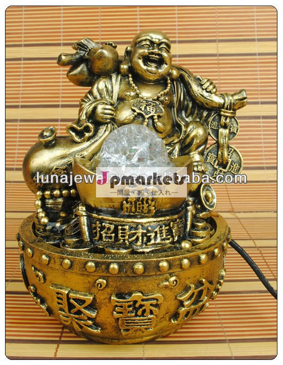 笑い仏噴水ブロンズ色、 屋内滝仏噴水家の装飾問屋・仕入れ・卸・卸売り