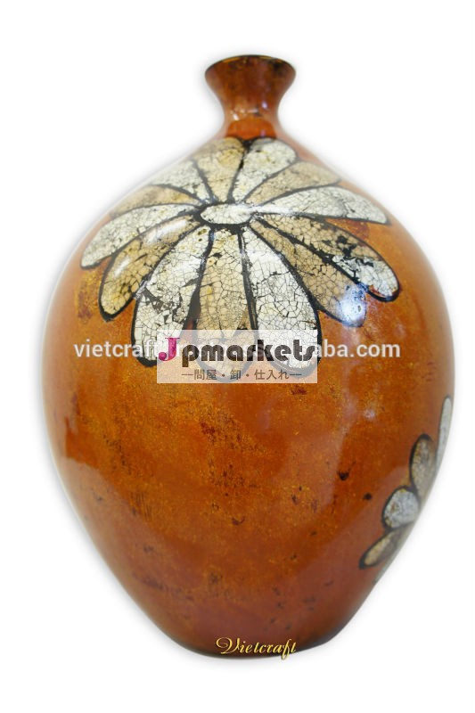 ベトナム漆で仕上げ卵殻象眼細工新デザインセラミック花瓶問屋・仕入れ・卸・卸売り