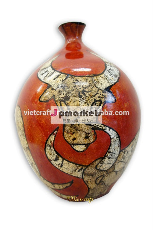 高品質の漆vietnmese卵殻に仕上がっていパターン装飾セラミック花瓶問屋・仕入れ・卸・卸売り