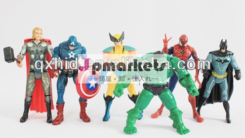 アベンジャーズ映画驚異hulk+captainamerica+batman+thor+spiderman+wolverine6個アクションフィギュア問屋・仕入れ・卸・卸売り