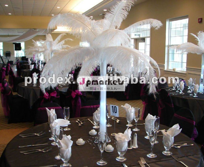 センターピースの結婚式の白いダチョウの羽の装飾問屋・仕入れ・卸・卸売り