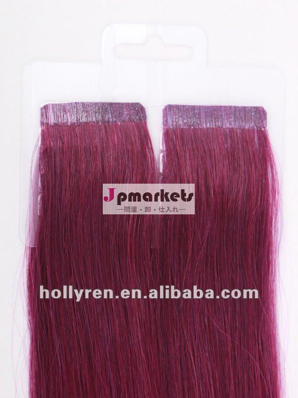 紫の色100％中国のremyブラジルの人間の毛髪、 テープの毛延長問屋・仕入れ・卸・卸売り