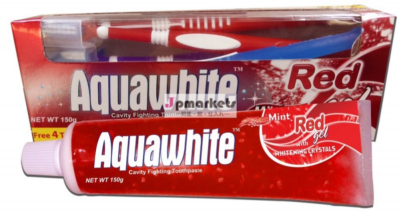 赤とゲル歯磨き粉aquawhite4歯ブラシとキャップ問屋・仕入れ・卸・卸売り
