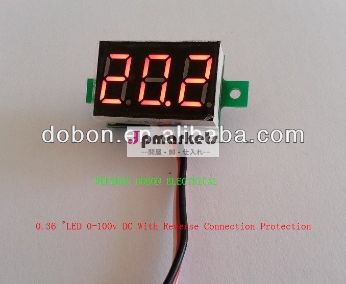 Dcデジタル電圧計- 099.9v3ビットの赤0.36" led電圧計と逆接続保護問屋・仕入れ・卸・卸売り
