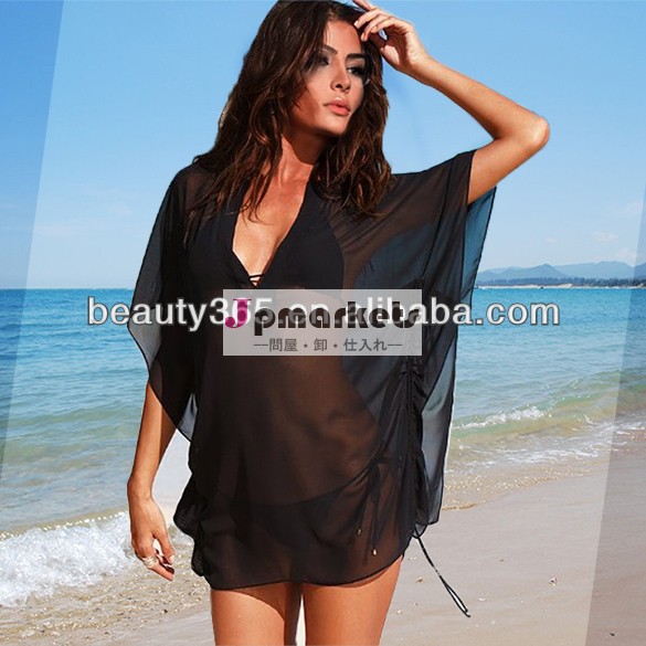 2014ビーチのドレスの卸売ブラックメッシュシアービキニカバーアップセクシーな水着夏のビーチのドレス問屋・仕入れ・卸・卸売り