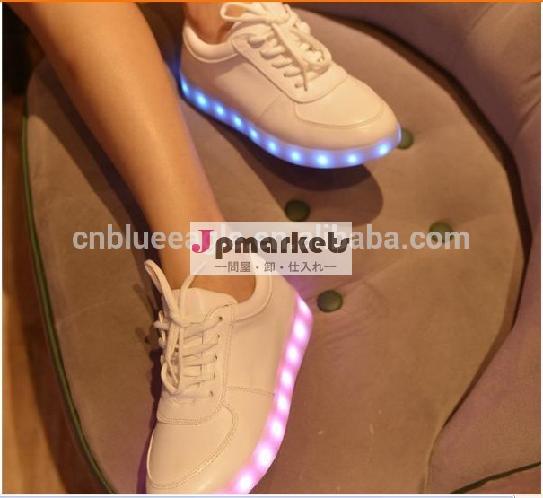 新しいスタイルシミュレーション主導のusb充電8本革色の光を導いた靴2014年ファッションスニーカー問屋・仕入れ・卸・卸売り