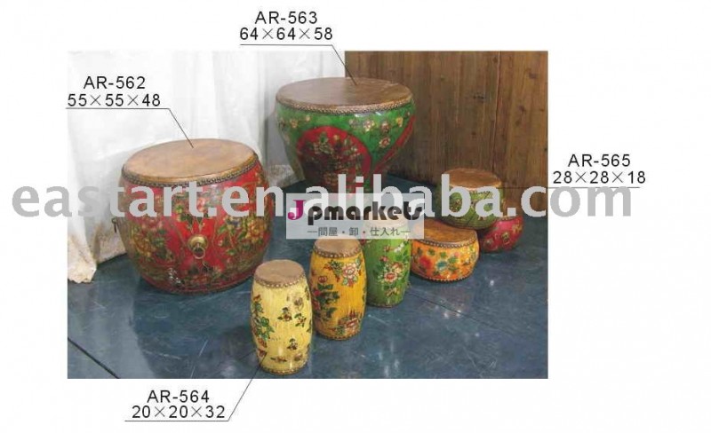 中国の旧式な様式の木の塗られたドラム問屋・仕入れ・卸・卸売り