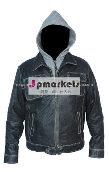 レザージャケットアルコットパキスタンの黒い革のジャケット問屋・仕入れ・卸・卸売り