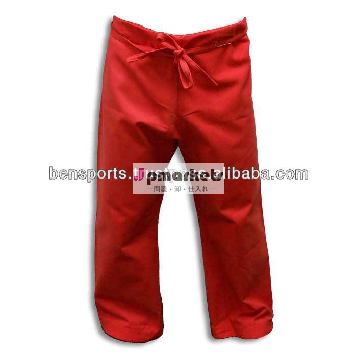 スーパーヘビー級空手のズボン赤い色14オンスの重量100パーセント綿素材問屋・仕入れ・卸・卸売り