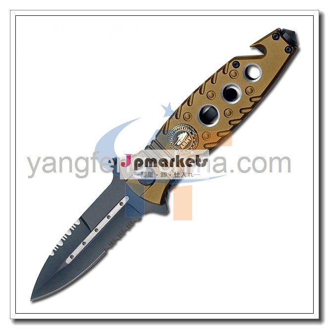 7.5" 軍フォールディングナイフ、 ライナー付きロック、 親指のスタッド、 ・ガラスbrakerレスキューナイフ問屋・仕入れ・卸・卸売り