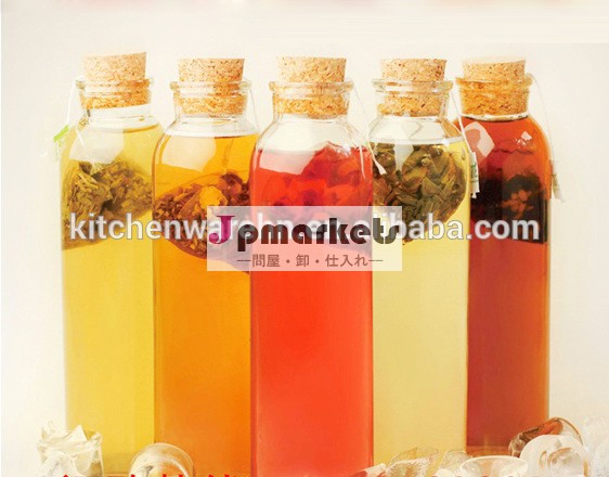 Haonaiエコ- フレンドリーな、 fda、 sgsの食品等級の水のガラスの瓶コルク付き/ジュースのボトル問屋・仕入れ・卸・卸売り
