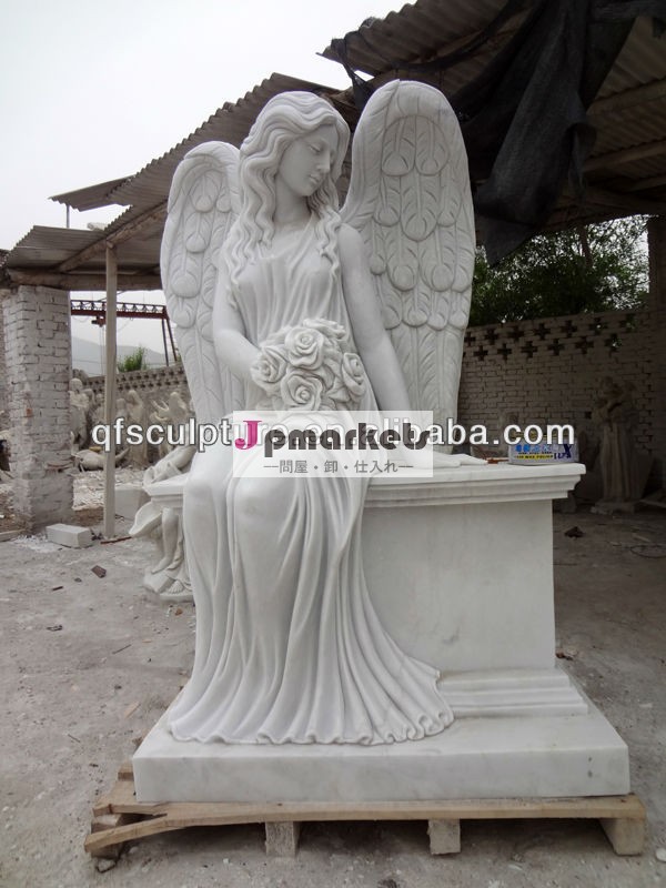 手彫り天使の白い大理石の墓地のベンチ問屋・仕入れ・卸・卸売り