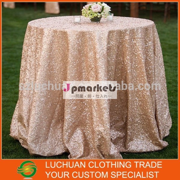 ロマンチックなスタイル派手なゴールドスパンコール結婚式のテーブルクロスのテーブルリネン問屋・仕入れ・卸・卸売り