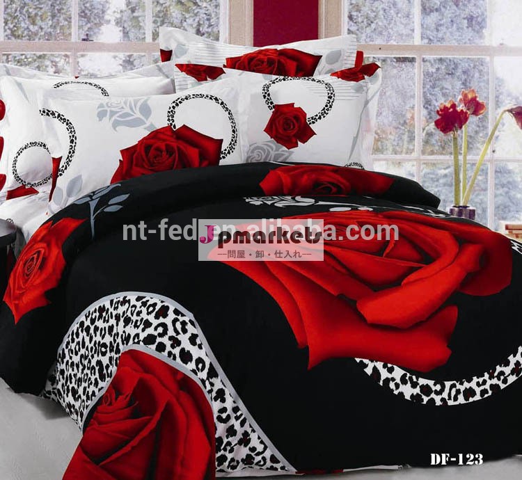 花のプリント付きベッドリネン3dクイーンキングサイズベッドカバーユニークな高級羽毛布団カバーセットのベッドリネン3d寝具セット問屋・仕入れ・卸・卸売り