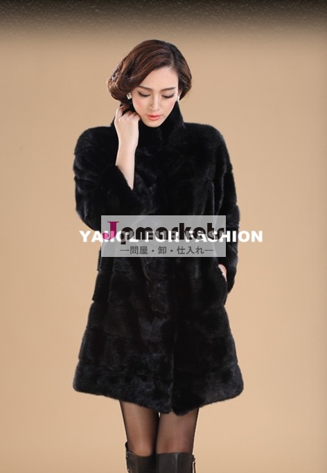 人気のあるスタイルmk14036黒いミンクの毛皮のコート問屋・仕入れ・卸・卸売り