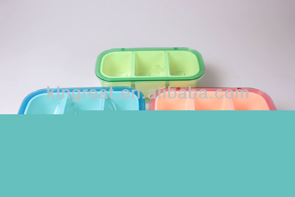 新しいデザインのプラスチック製のスパイスボックス3コンパートメント調味料ディスペンサー問屋・仕入れ・卸・卸売り