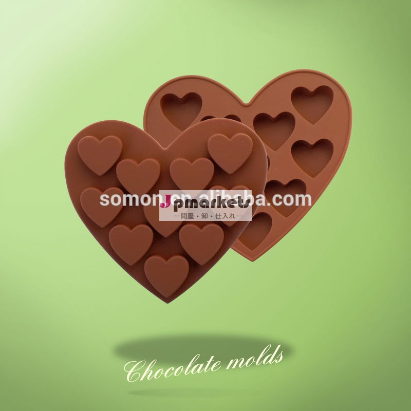 バレンタインのためのチョコレートギフトの株式avaiblefdaのシリコーン10カップチョコレートバーチョコレートモールド金型の心臓の形状問屋・仕入れ・卸・卸売り