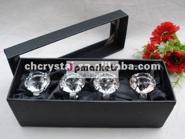 水晶ダイヤモンド結婚式のナプキンリング4pcs/セット、ダイヤモンドのナプキンリングセット問屋・仕入れ・卸・卸売り