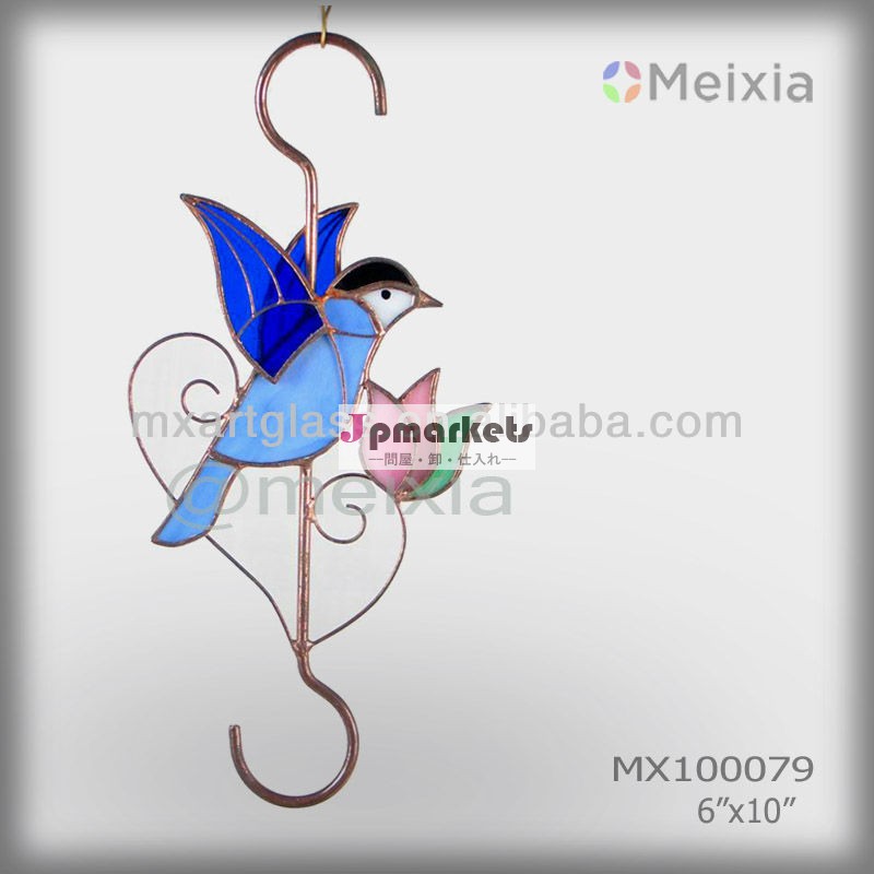 装飾的な吊りフック金具mx100079がステンドグラスのブルージェイ鳥工芸品の装飾問屋・仕入れ・卸・卸売り