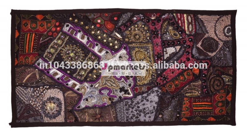 インドの伝統的なパッチワーク刺繍優美な作業スパンコール作業綿壁のタペストリーを掛ける問屋・仕入れ・卸・卸売り