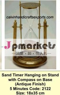の砂のタイマーに掛かっているbase+antiquelook+5minutesスタンドにコンパスを備えた問屋・仕入れ・卸・卸売り