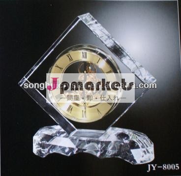 浙江2013ファクトリーアウトレット機械的な正方形のガラスのクリスタルテーブルクロック問屋・仕入れ・卸・卸売り