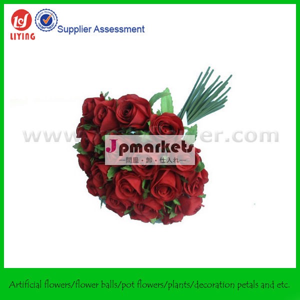 結婚式のブーケ、 人工結婚式の花の花束赤で×26バラの蕾問屋・仕入れ・卸・卸売り