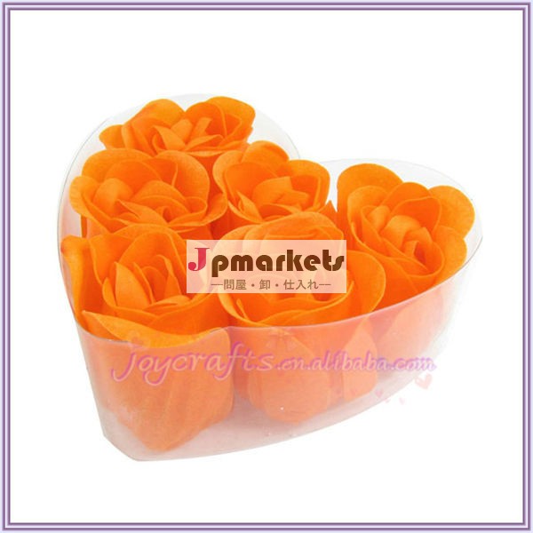 オレンジ色のちょう結びの詳細ハート形のボックス6個花びらバラ風呂石鹸の花問屋・仕入れ・卸・卸売り