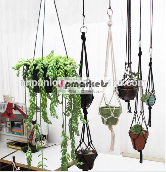 綿ロープ装飾的な植物のハンガー、 ダブル個マクラメ植物のハンガー問屋・仕入れ・卸・卸売り