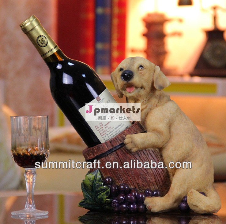 ヨーロッパの絵画の犬のワインボトルホルダー樹脂の新規性問屋・仕入れ・卸・卸売り