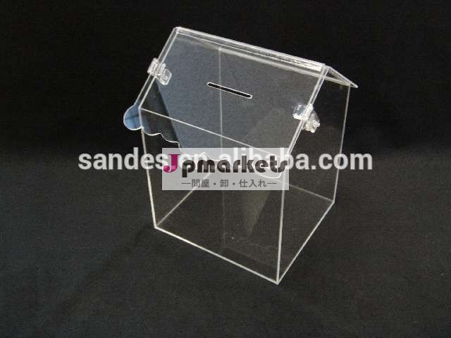 プラスチック製の提案クリアキュービックボックス家形の募金箱とcomlockキャッシャープレキシグラス問屋・仕入れ・卸・卸売り