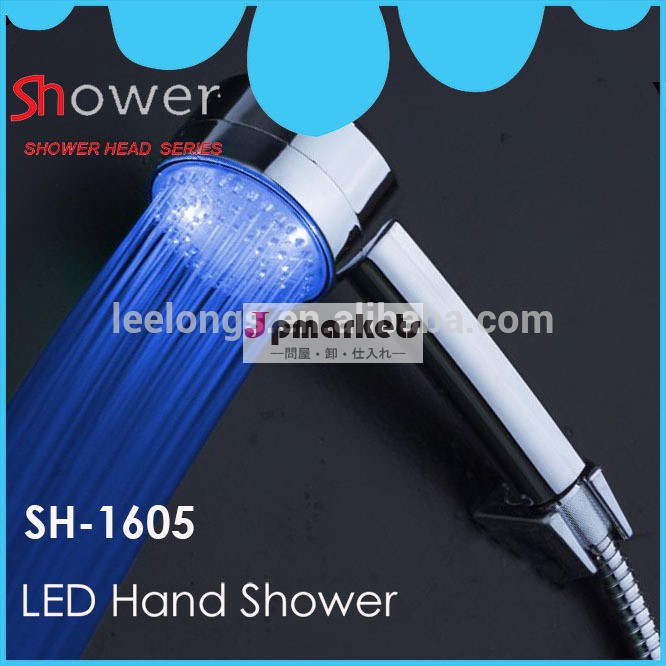 ラウンドクロームメッキabsシングルハンドヘルド機能的な青い色ledライトバッテリーなしのシャワー問屋・仕入れ・卸・卸売り