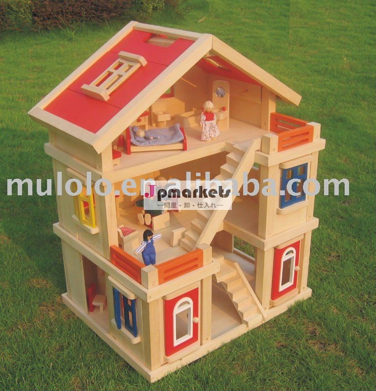 子供のための木の3床オランダ様式のおもちゃの家の家具問屋・仕入れ・卸・卸売り