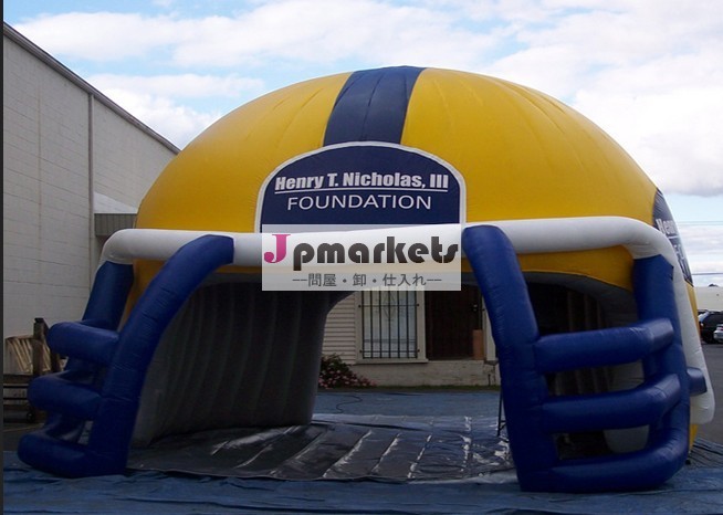 ブルーのヘルメット2015新しいインフレータブルサッカー用トンネル問屋・仕入れ・卸・卸売り