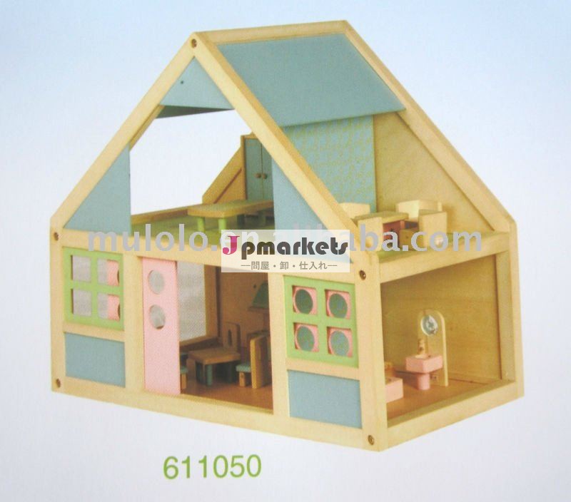 家具および人形が付いている木の二階建ての多彩な人形の家問屋・仕入れ・卸・卸売り