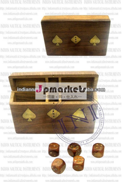 アンティーク木製のプレイングカードボックス、 装飾的なカードボックス、 木製のサイコロポーカーボックス問屋・仕入れ・卸・卸売り