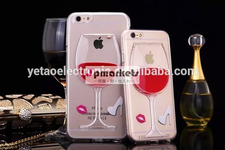 赤ワイングラス液体明確なtpu電話ケースiphone6-携帯電話ハウジング問屋・仕入れ・卸・卸売り