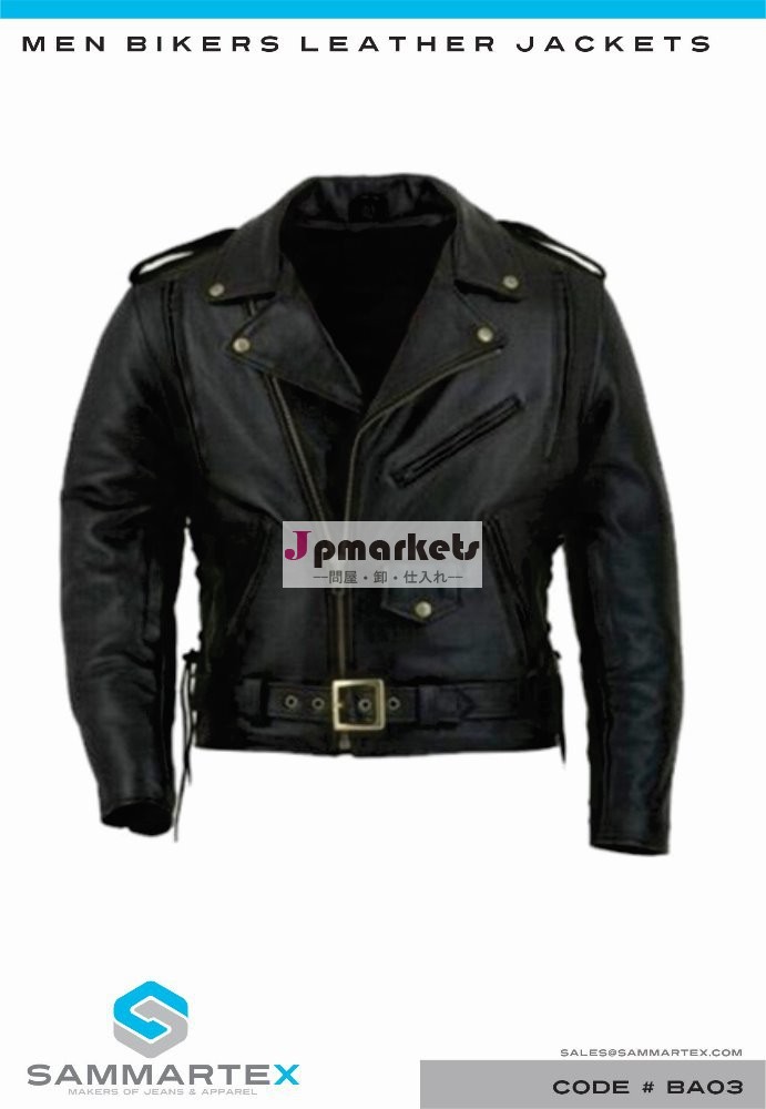 マーロンブラックカラーモデルなしオートバイの革のジャケット。 ba03-バイクウェア問屋・仕入れ・卸・卸売り