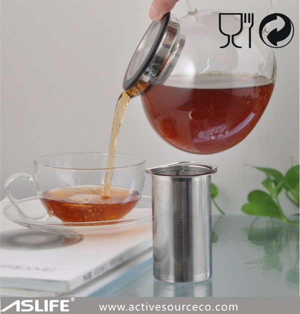 ノベルティ600ml/20ozastp343-1パイレックスガラスティーポットステンレス鋼の点滴茶ポットややかんのセット-コーヒーセット、ティーセット問屋・仕入れ・卸・卸売り