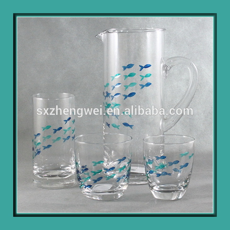 中国明確なガラス製品のセット2014年とフィッシュカット/ガラスのデザートセット/handmaddrinkware-グラス問屋・仕入れ・卸・卸売り