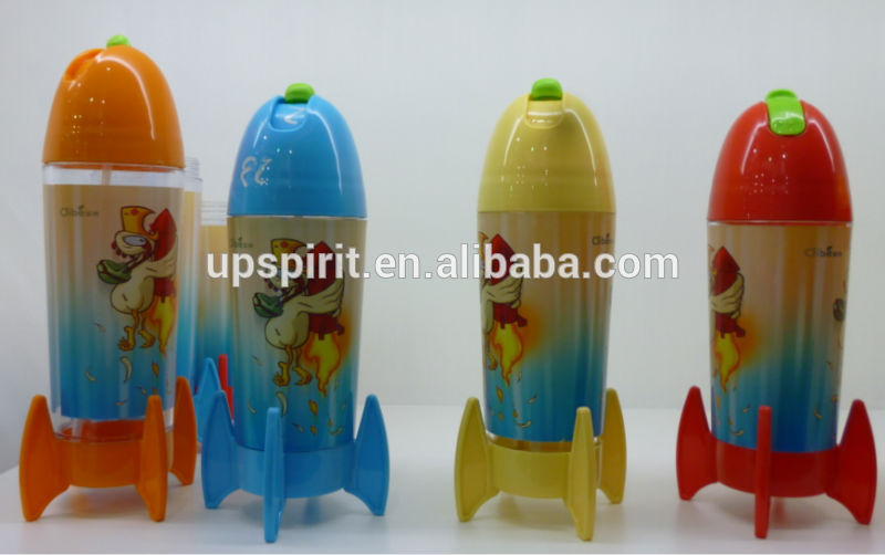 新製品ロケットカップ漫画付きストロー付きペットボトルを描く280ミリリットルカスタムマグのホットドリンクカップ-水筒問屋・仕入れ・卸・卸売り