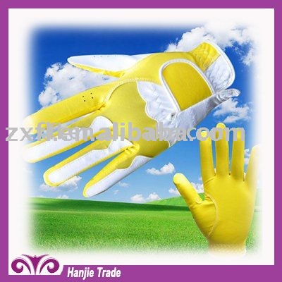 2011全販売の女性のための伸縮性がある手首を搭載する黄色いゴルフ手袋-ゴルフグローブ問屋・仕入れ・卸・卸売り