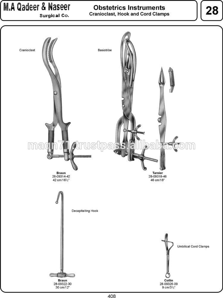 Braun産科楽器cranioclast/tarnierbasiotribe/braundecapitatinghoolコリン臍カードカードクランプフックと-神経外科の器械問屋・仕入れ・卸・卸売り