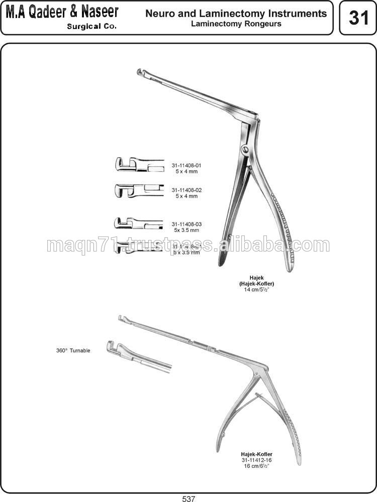 神経と椎弓切除の楽器とhajekkoflerturablehajek椎間板rongeurs-神経外科の器械問屋・仕入れ・卸・卸売り